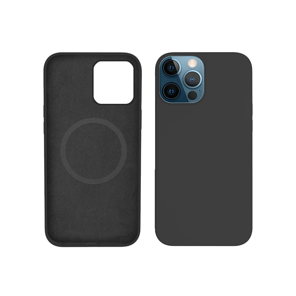 

2021 Luxury original liquid silicone magnetic case with built-in magnetic ring Back Cover Phone case For iphone 12