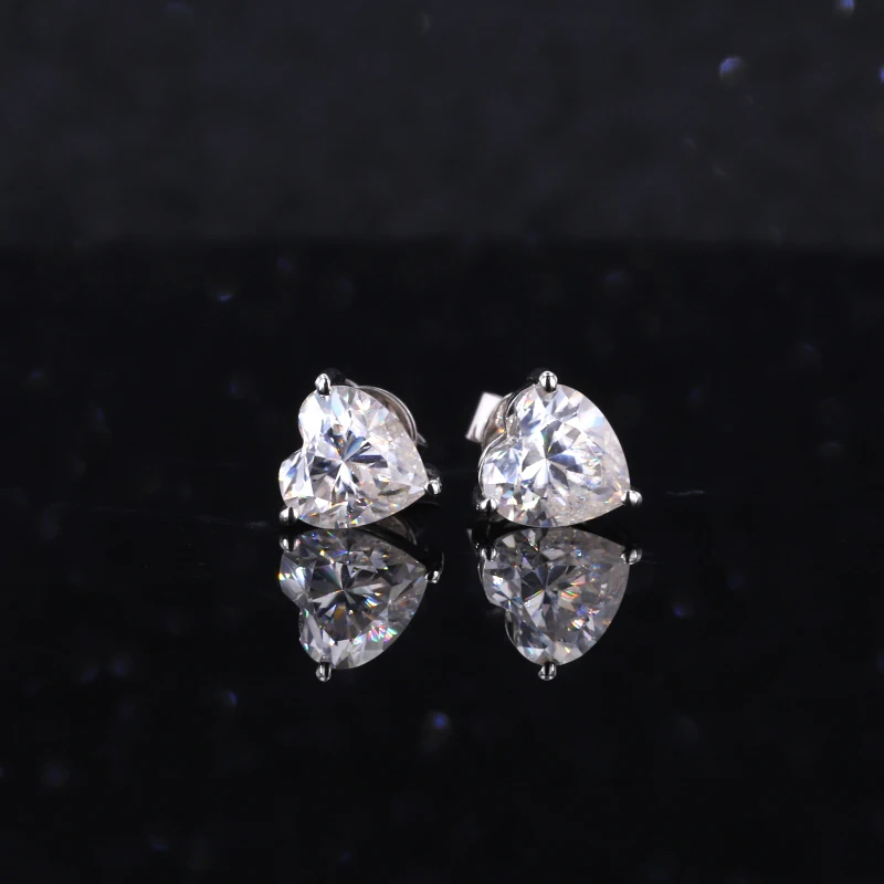 

Starsgem heart cut 14k stud dainty DEF moissanite vvs diamond gold earring