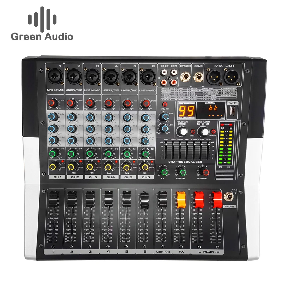 

GAX-ED6 Professional Audio Mixer Powerful 7-band Equalization Audio Mixer With USB Switch For Karaoke Stage KTV