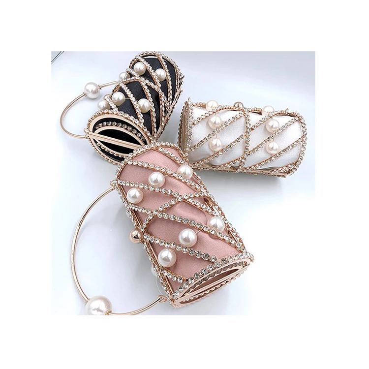 

Evening Diamonds Basket Clutch Bags Women 2021 Hollow Out Alloy Metallic Cage Handbags And Purses Ladies Dinner Fashion