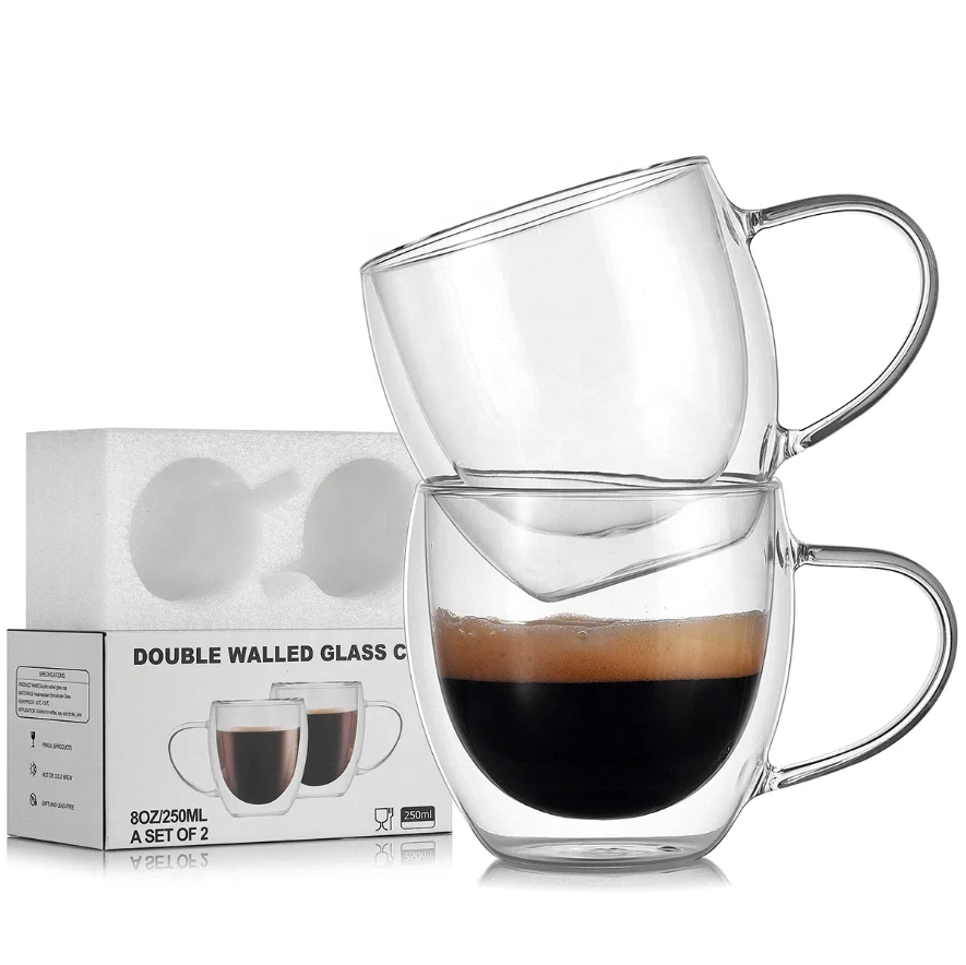 

hot sales Espresso mugs borosilicate glasses  Double Wall Glass Cup Coffee Hot Sale Glass Cup, Clear