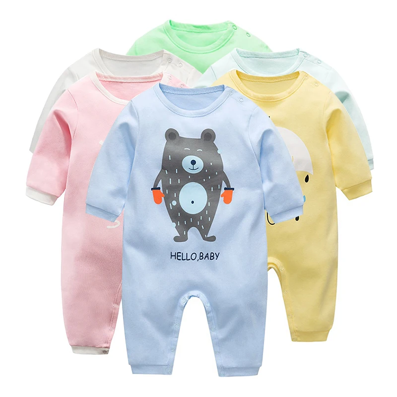 

Wholesale Animal Long Sleeve organic Cotton Newborn Baby Boys Rompers Girls Bodysuit Clothing, Blue baby rompers bodysuit