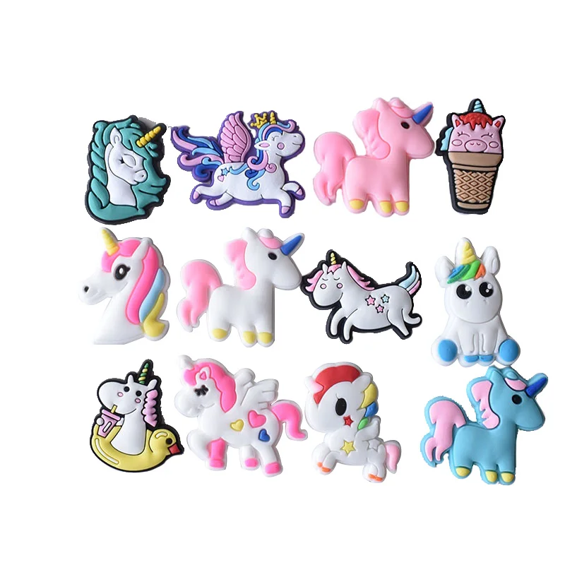 

New Season Unicorn Shoe Buckle Charms for Crocses PVC Soft Rubber Shoe Ornament Decoration Removable Garden Shoe Ornament, Picture