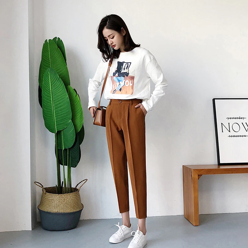 

Summer Women's Pants Capris Large Size Pencil High Waist Classic Women Harem Office Pants Suit Casual Trousers