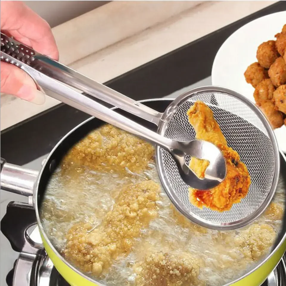 

JETSHARK Multi-functional Stainless Steel Colander Oil-Frying Filter Fried Food Clip Kitchen Tongs