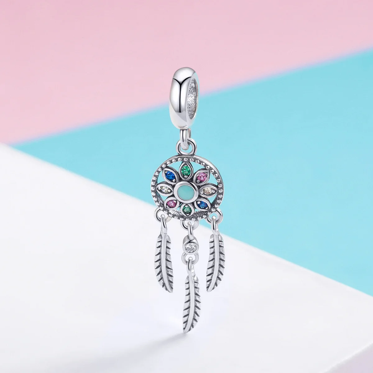 

SCC961 Wholesale fashion zircon jeweley 925 sterling silver dream catcher charm