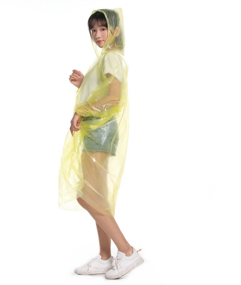 

Disposable Raincoat Waterproof Hood Ponchos rain coats for adults PE raincoats rainwear for men, Multiple color