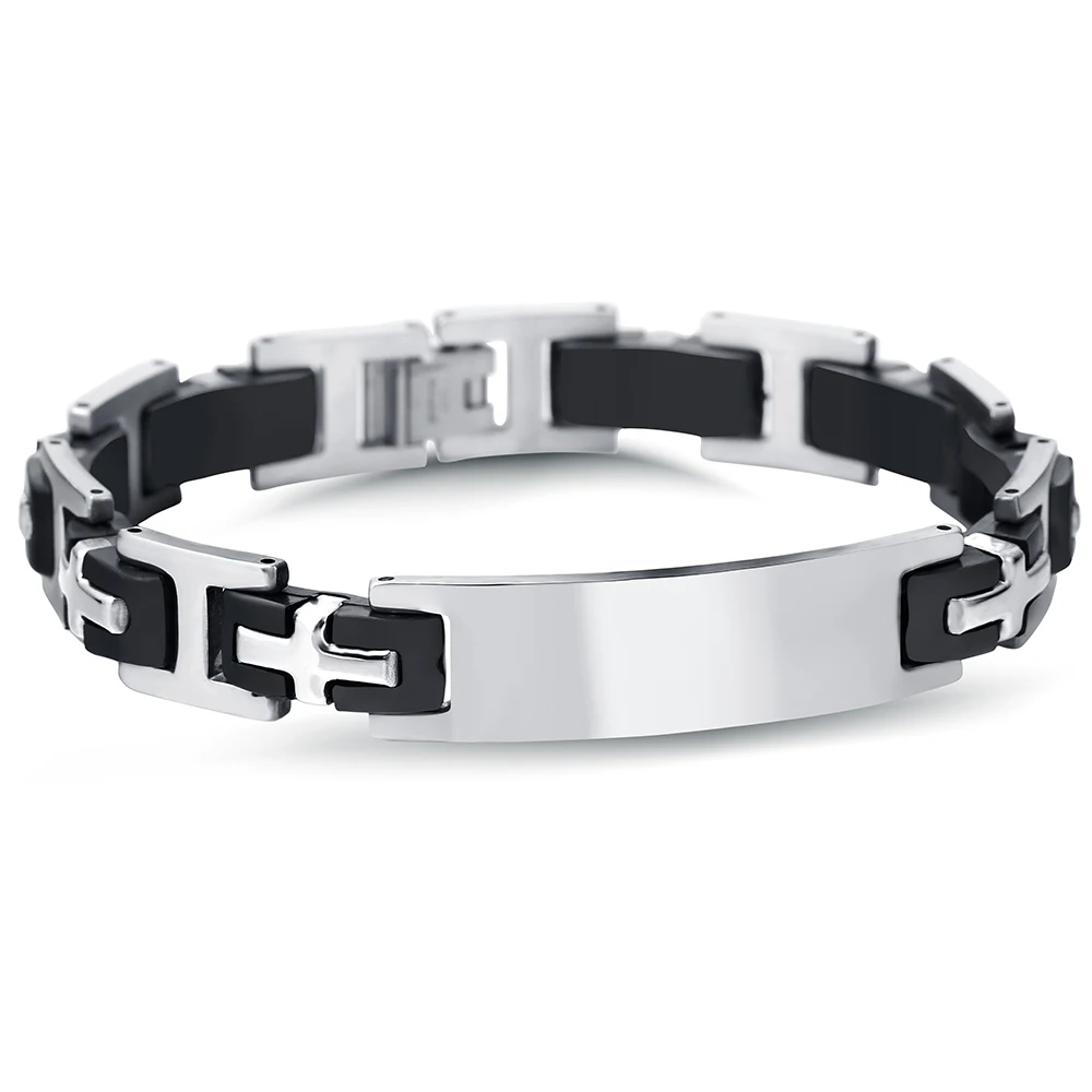 

2021 Trend Bracelet Jewellery Merry Christmas Stainless Steel ID Silicone Cross Bracelets For Men, Customized color