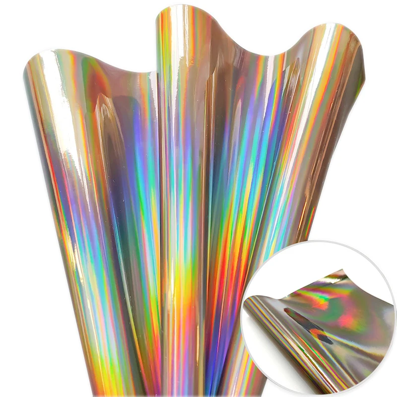 
Glossy Shiny Faux Pu Leather Glitter Material Fabric Holographic Synthetic Pvc Pu Leather Sheet For Ladies Bag 
