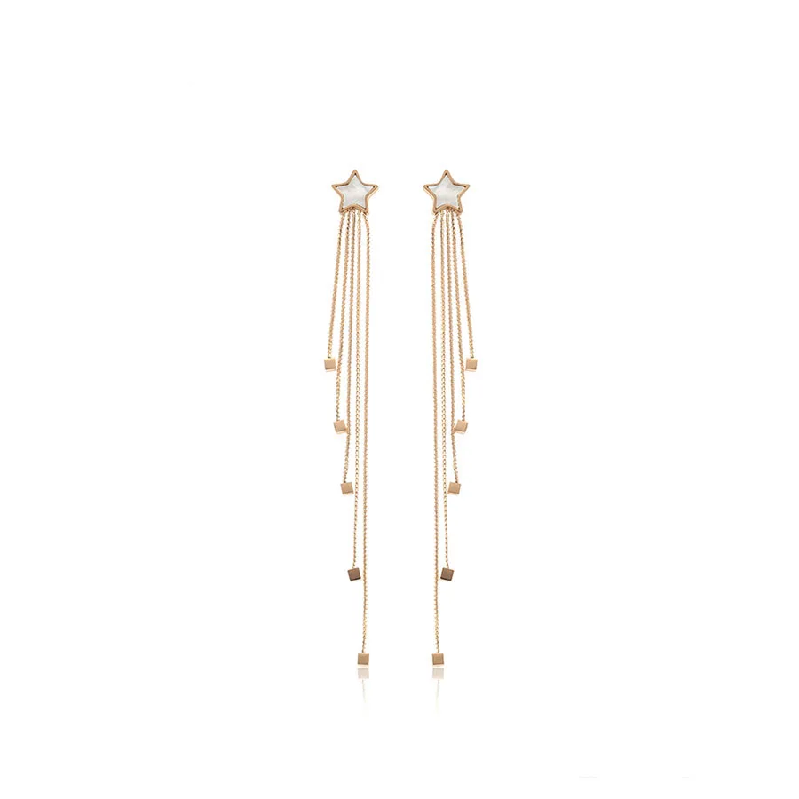 

81034 xuping long drop star earrings cute earrings gold stainless steel jewelry earrings