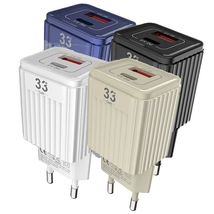 

30W quick charge PD multi-port typec2usb charging head, Black,white,gray,blue