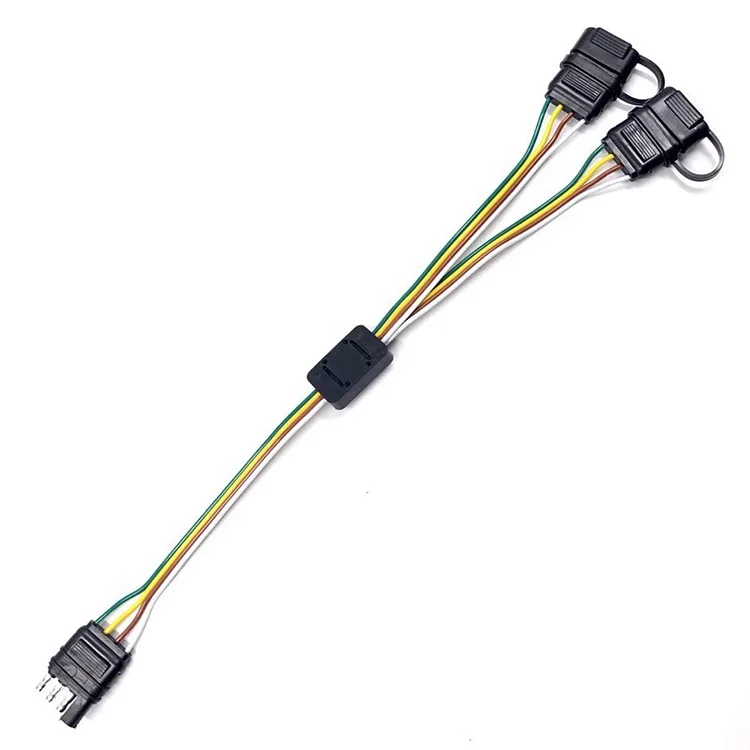 Universal 4 Way Flat Y-Splitter Plug and Play Adapter Extension Harness for LED Tailgate Light Bar and Trailer Lights