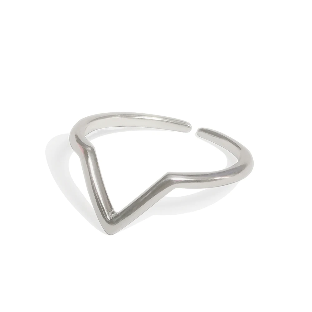 

Womens Everyday Silver Jewelry V Shape Stackable Open Finger Ring Minimalist Style Ring