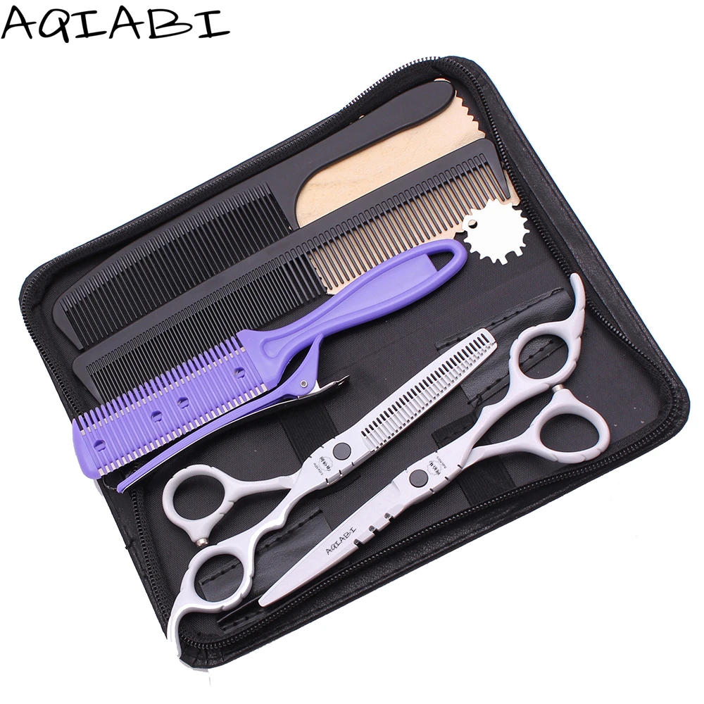 

Hair Thinning Scissors 5.5" 6'' AQIABI 440C White Cutting Scissors Barber Scissors Set A1010