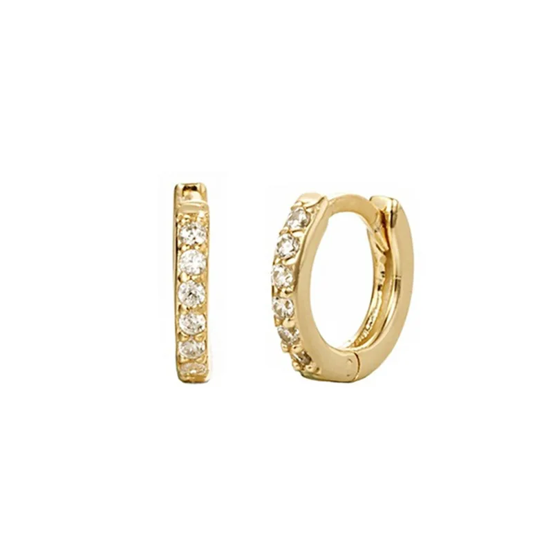 

Gold Metal Earrings For Women Crystal CZ Small Hoop Earrings, As color options