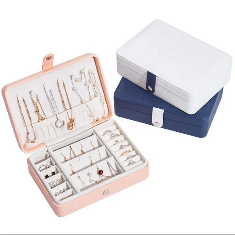 

Wholesale Jewelry Custom Logo Jewelry Box PU Leather Small Travel Jewelry Box Organizer, Customized