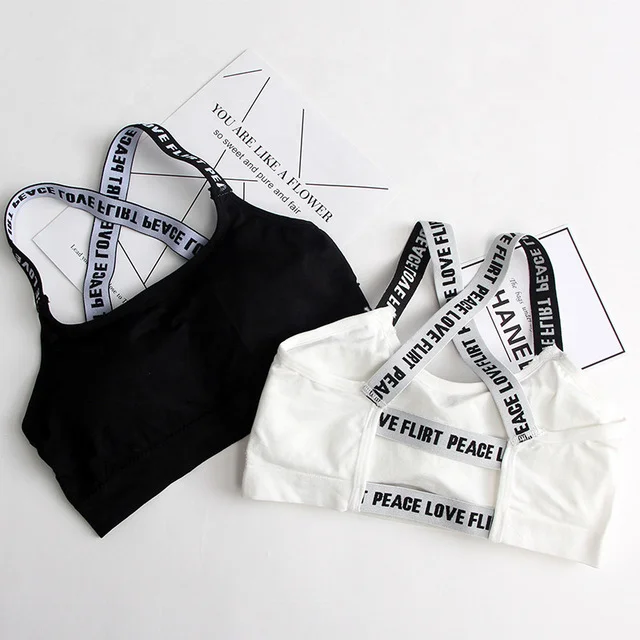 

Yoga Sports Bra Of Women Sport Fitness Letters For Black White Running Gym Top