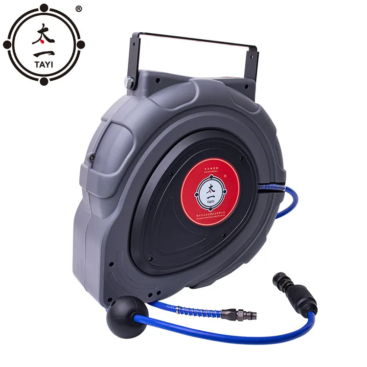 

Wall Mounted Garden Hose Reel retractable auto water air hose reel, Blue red yellow grey