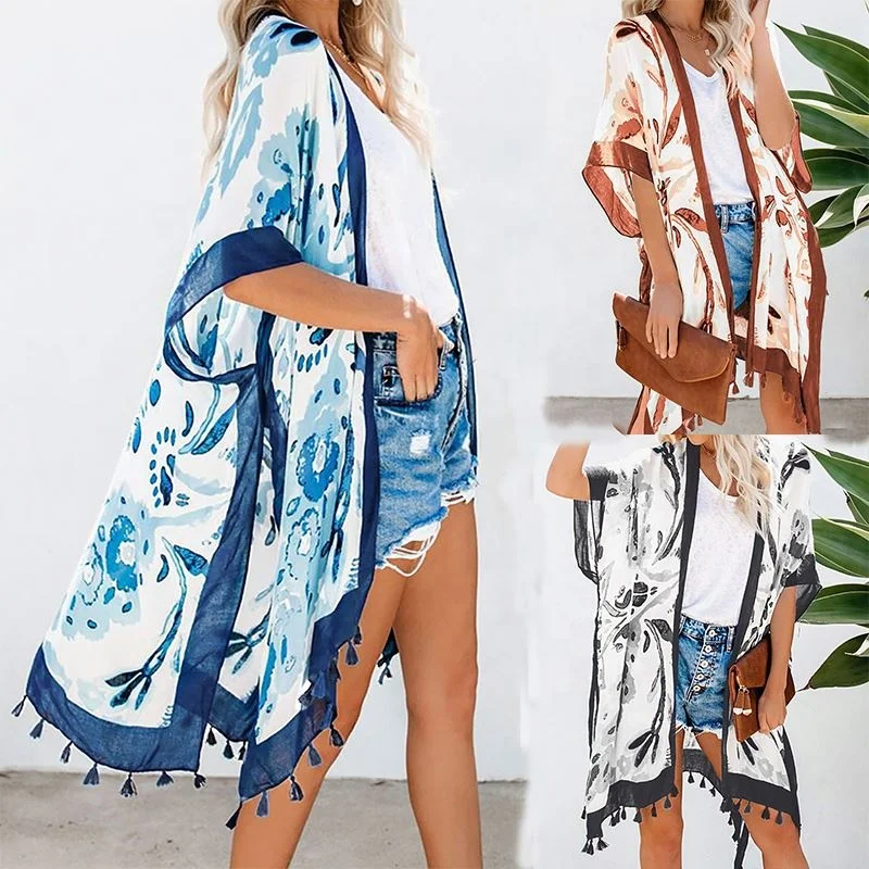 

Wholesale Deep V Neck Pom Chiffon Beach Cover Up