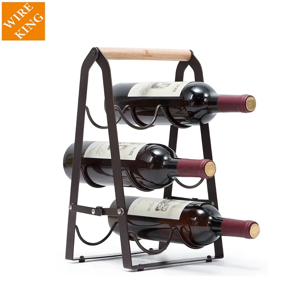 

6 bottles wine racks countertop glasses holder foldable standing wine bottle holder 3 tier metal wine rack for bar cellar