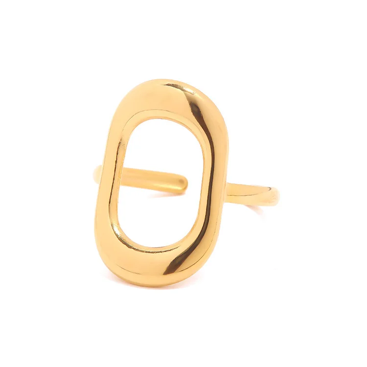 

Popular stainless steel adjustable hollow ring gold plated geometric rings jewelry