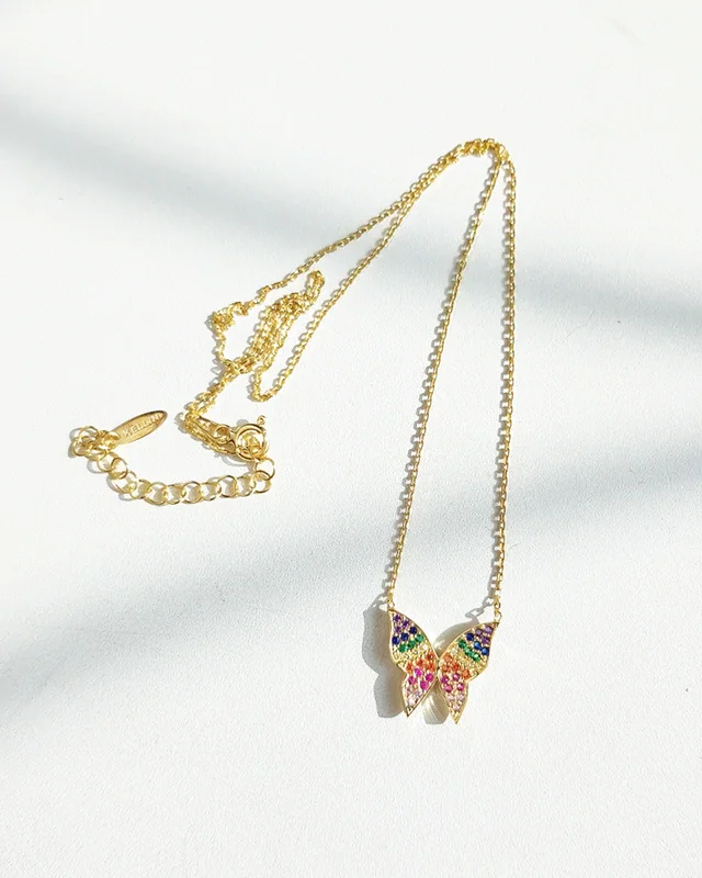 

Women Inspired Elegant Gold Rainbow Butterfly Necklace