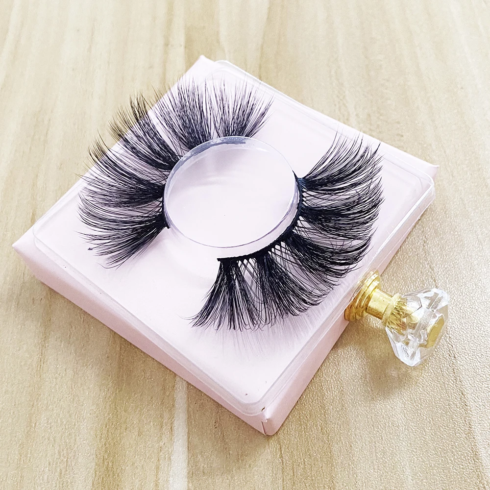 

wholesale eyelash vendor customized boxes 2021 most popular vegan 25mm fluffy faux mink eyelashes