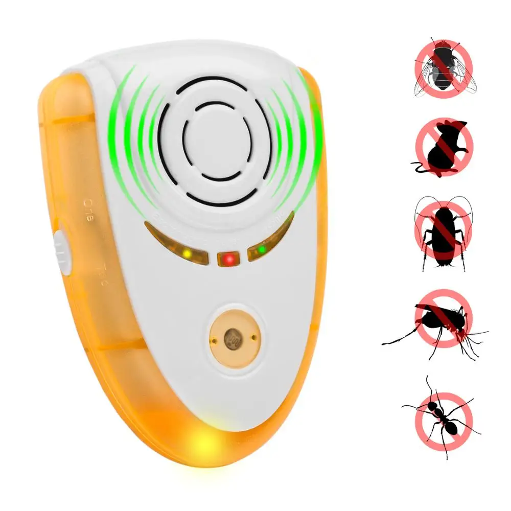 

Ultrasonic Mosquito Insect Electronic Pest control Rat Repeller, White + yellow