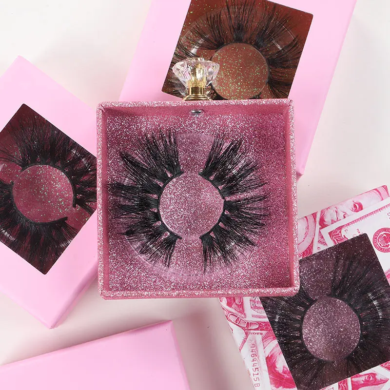 

Factory wholesale bulk 3d 18mm and 25mm real mink eyelash Private Label Strip With Custom lashbox packaging full strip lashes