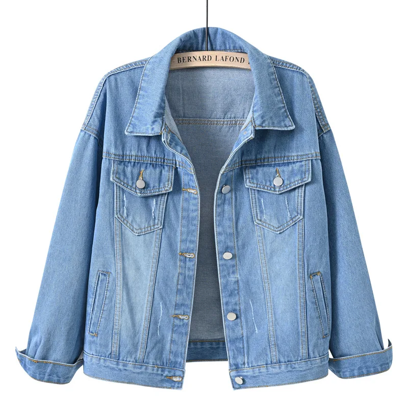 Wholesale Custom Women's Denim Jackets Casual Button Down Jackets Oversized Women's Denim Jackets