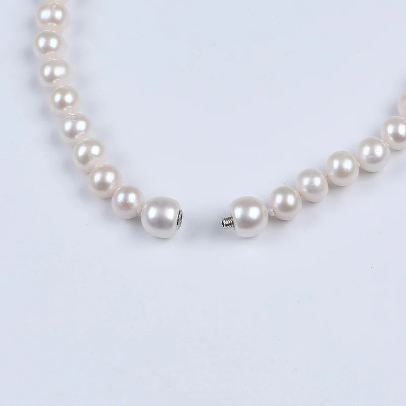 

High quality  button beads freshwater pearl necklace clasp, White,pink