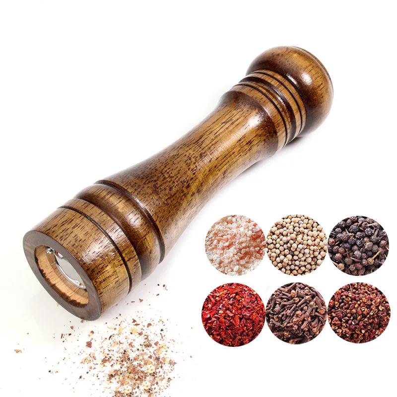 

Wooden Manual Adjustable Ceramics Grinder Kitchen Salt And Pepper Mill For Restaurant