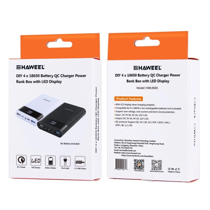 

QC 3.0 Display Power Bank Battery Case Shell DIY 12000mAh 5V Dual USB 18650 Battery Box Mobile Phone Charger