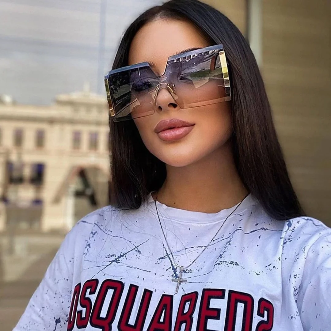 

2021 Trendy Stock Square Fashion Sunglasses Women Oversized Sun Glasses Custom Logo Womens Sunglasses 2020