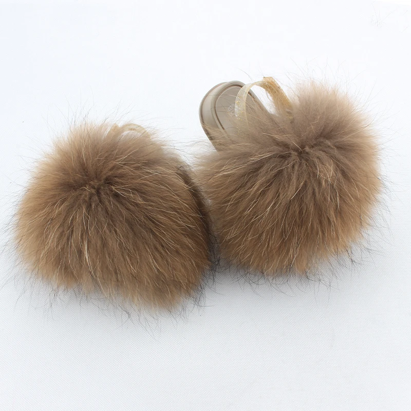 

2021 Newest Design Fancy Multi Bright Color Toddler Fur Slides Baby Fur Slides With Strap Kids Fur Slippers, Customized color