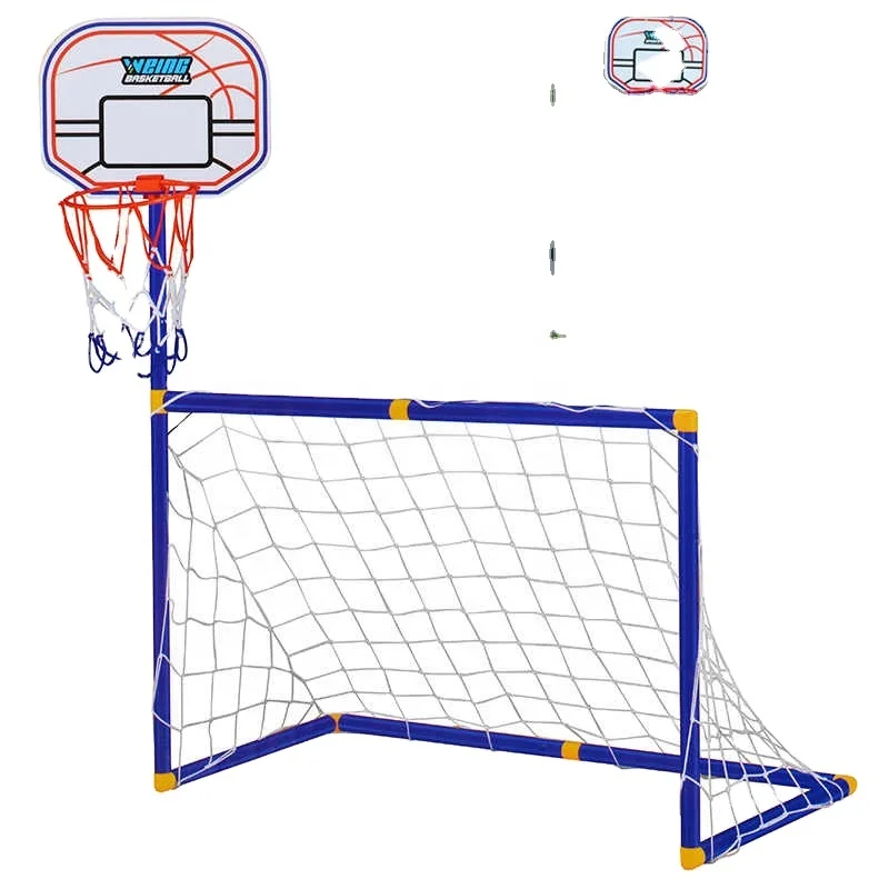 

Hot Sales 2 In 1 Outdoor Sports Kids Football Goal Boys Soccer Toy Mini Basketball Children Basketball Hoop Practice Toys