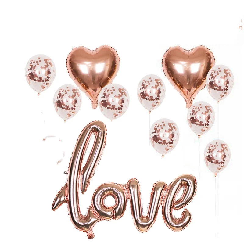 

Free shipping Amazon LOVE aluminum foil balloon decoration set wedding venue layout rose gold sequined balloons, The same as ours or customized