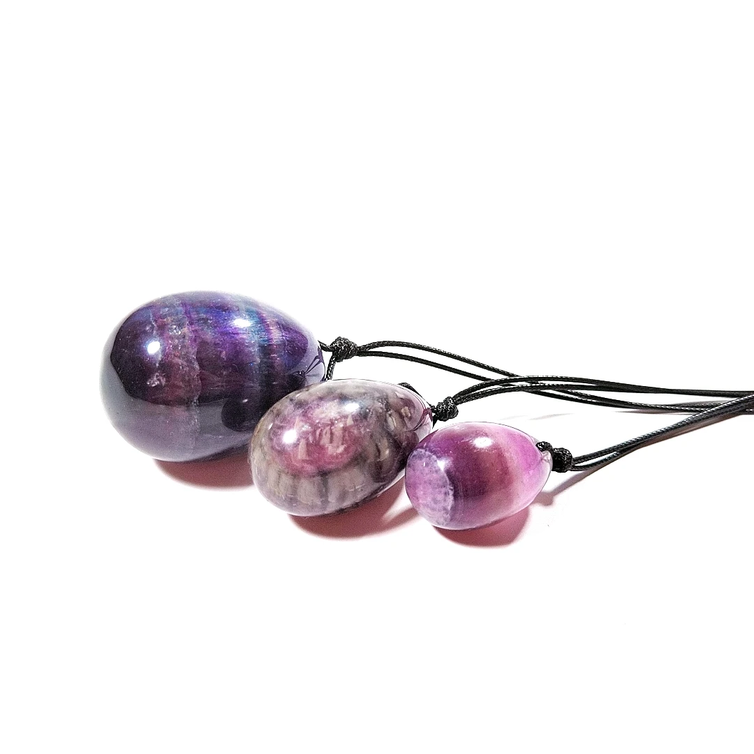 

Online shop Jade Yoni Eggs Stick 3 Pcs Drilled Natural Quartz Crystal Jade Eggs Massage Stone creative gift for business/friends
