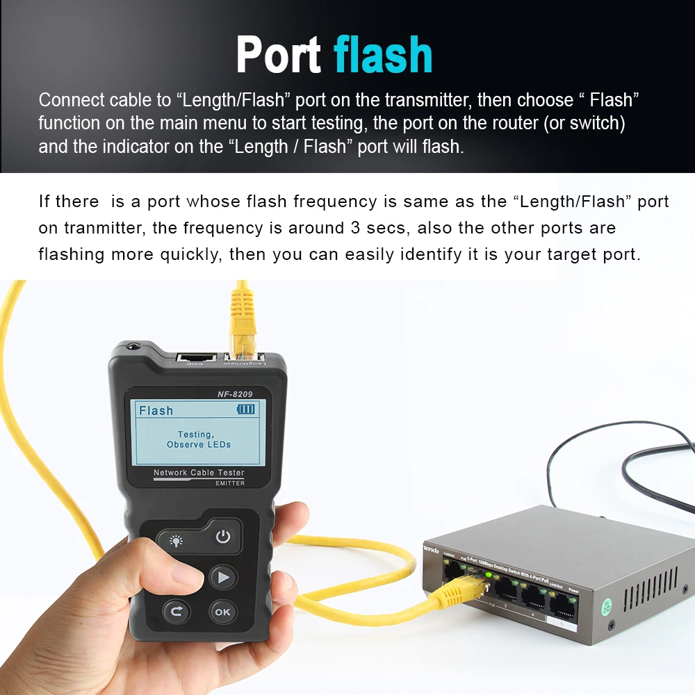 

Tester Wire Tracker Multi-functional LCD Network Cable PoE Checker Inline PoE Voltage and Current Tester with Cable Tester