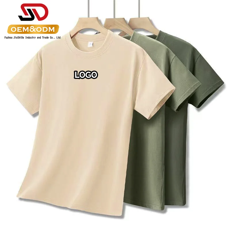 JSD 2025 OEM Wholesale Knitted Silk Screen Printed Solid 100% Cotton O-Neck Regular Fit Short Sleeve Custom Men's T-Shirts