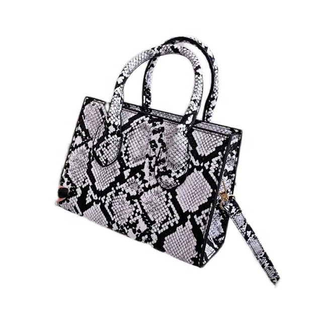 

Street Style Snakeskin Pattern Portable Small Bag New Western Style One-Shoulder Messenger Small Square Bag, White, khaki, brown,off white