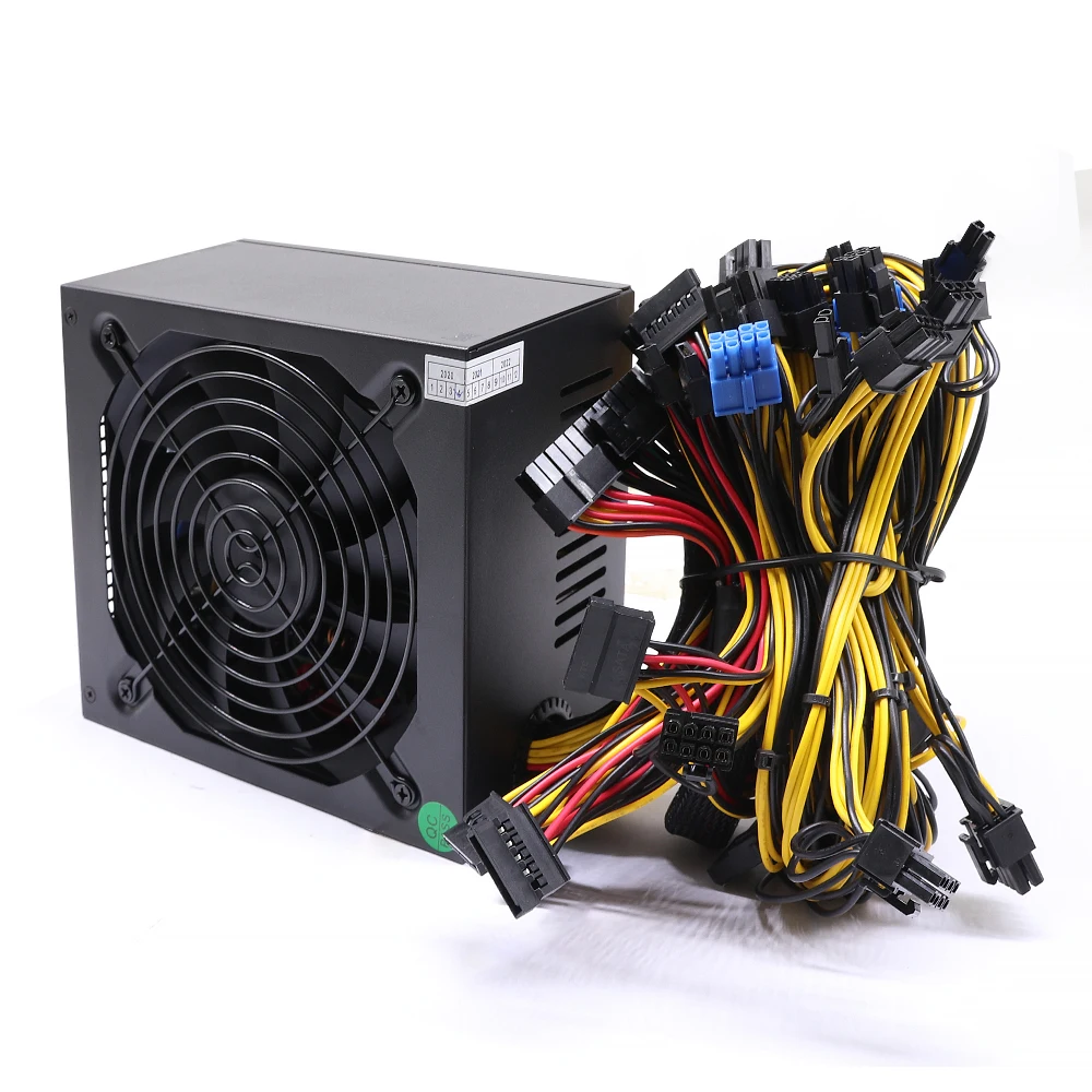 

Power Supply PSU 1600W 1800W 2000W Multipath Case power supply 90plus+ gold PSU Switching LED Power Supply, Black