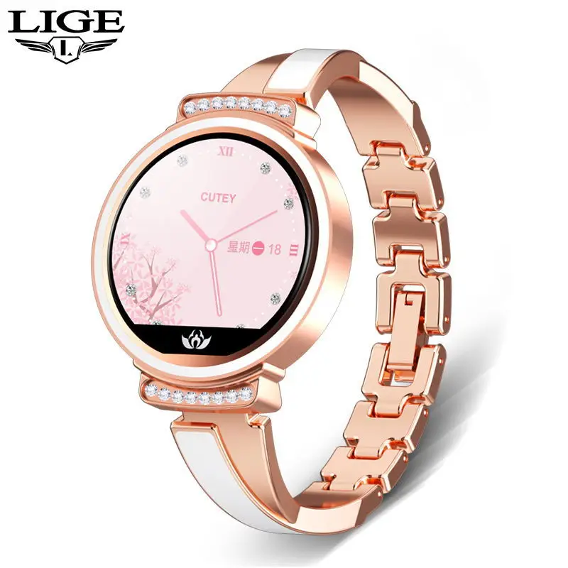 

LIGE smt16 women's steel strap smart watch business wear smart device luxury rose gold smart watch health monitoring smart watch, Rose gold /silver black