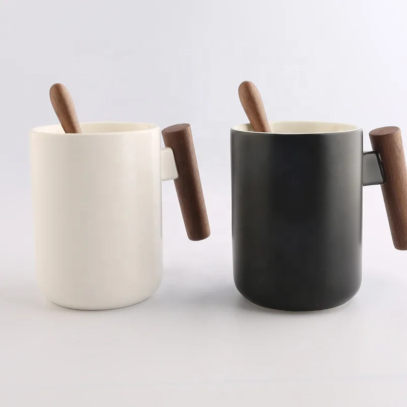 

Hot Sales 12 oz Custom Logo Coffee Ceramic Mug Sublimation With Wooden Handle, Customized color