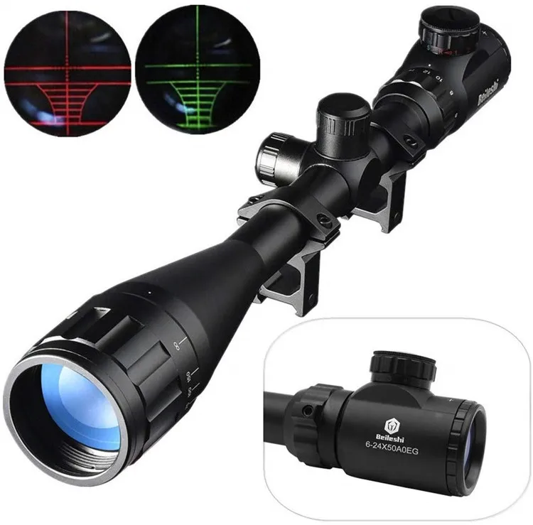 

Scope 6-24X50AOEG Tactical Compact Sights Hunting Air Riflescope Air Riffle Scope With 20mm/11mm Scope Mount, Black