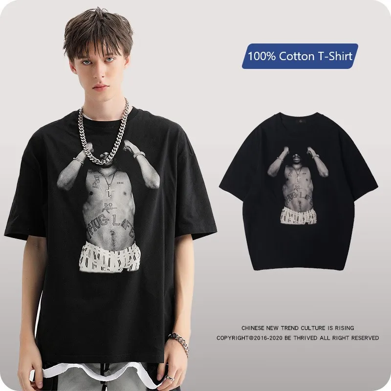 

Short Sleeve Spring Vogue Round Neck Cotton Vintage Graphic Black Mens T Shirts