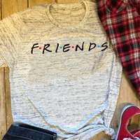 

Hot selling Summer New Women's Plain tshirt Round Collar Plain Friends Letter Custom Tshirt Women t shirts Short Sleeve