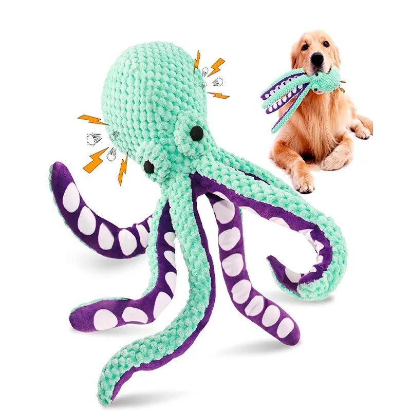 

Stuffed Plush Squid Toy Durable Dog Toys Octopus Plush Squeak Dog Chew Toy For Small Medium Large Dogs