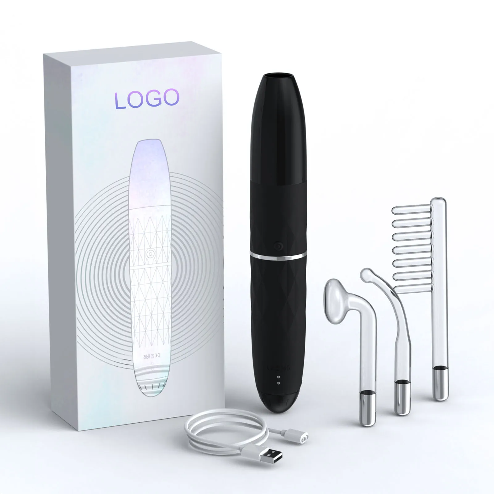 Cordless High Frequency Facial Wand Hair Growth Facial Skin Care Acne Treatment Microcurrent Facial Toning Device