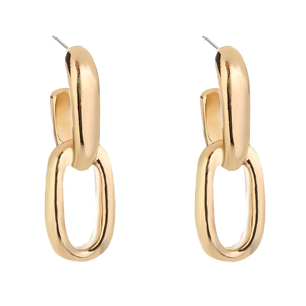 

European and American style cross-border earrings exaggerated metal chain earrings Ins textured temperament metal cold wind earr, As picture show